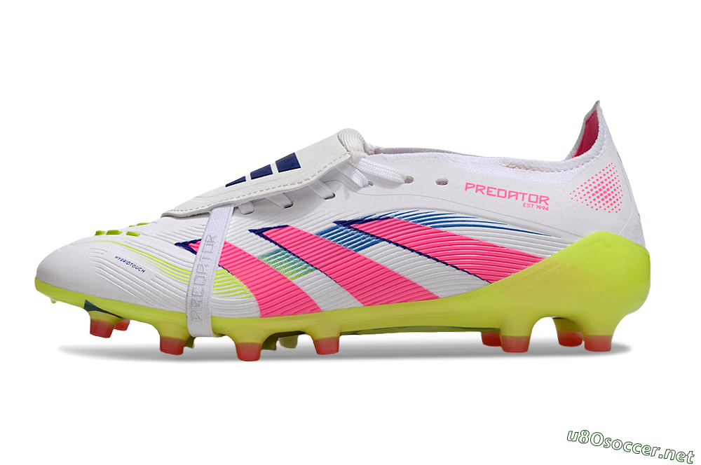 Men's Adidas Predator 25 Elite Foldover Tongue FG Football Boots - White/Pink/Yellow 0