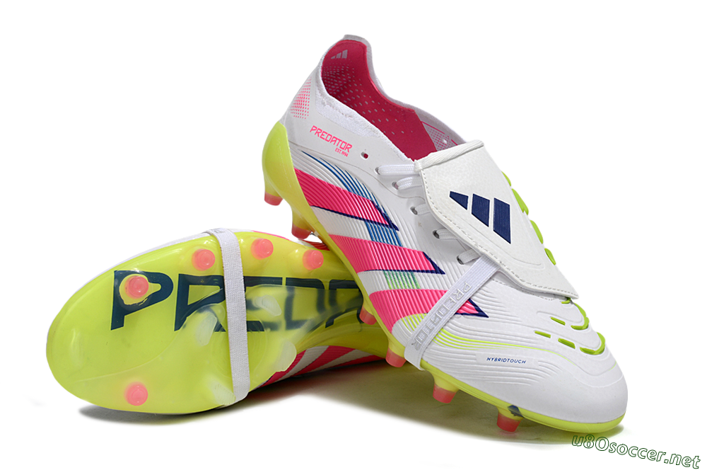 Men's Adidas Predator 25 Elite Foldover Tongue FG Football Boots - White/Pink/Yellow 3