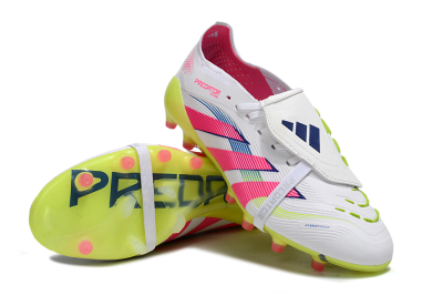 Men's Adidas Predator 25 Elite Foldover Tongue FG Football Boots - White/Pink/Yellow