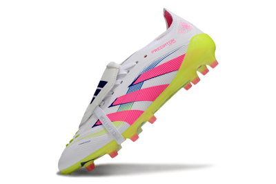 Men's Adidas Predator 25 Elite Foldover Tongue FG Football Boots - White/Pink/Yellow