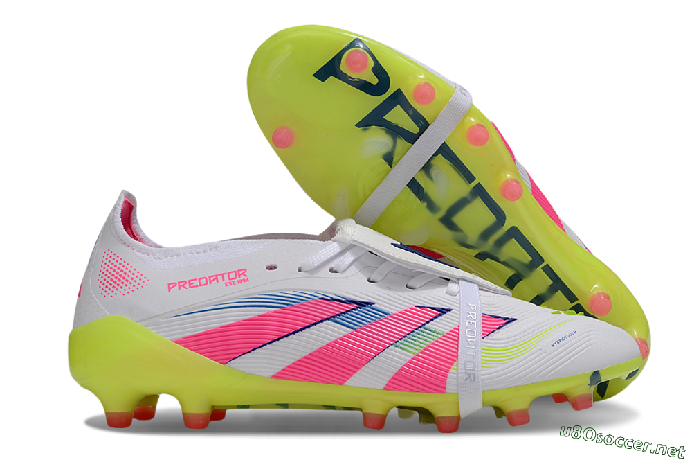 Men's Adidas Predator 25 Elite Foldover Tongue FG Football Boots - White/Pink/Yellow 2