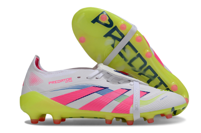 Men's Adidas Predator 25 Elite Foldover Tongue FG Football Boots - White/Pink/Yellow