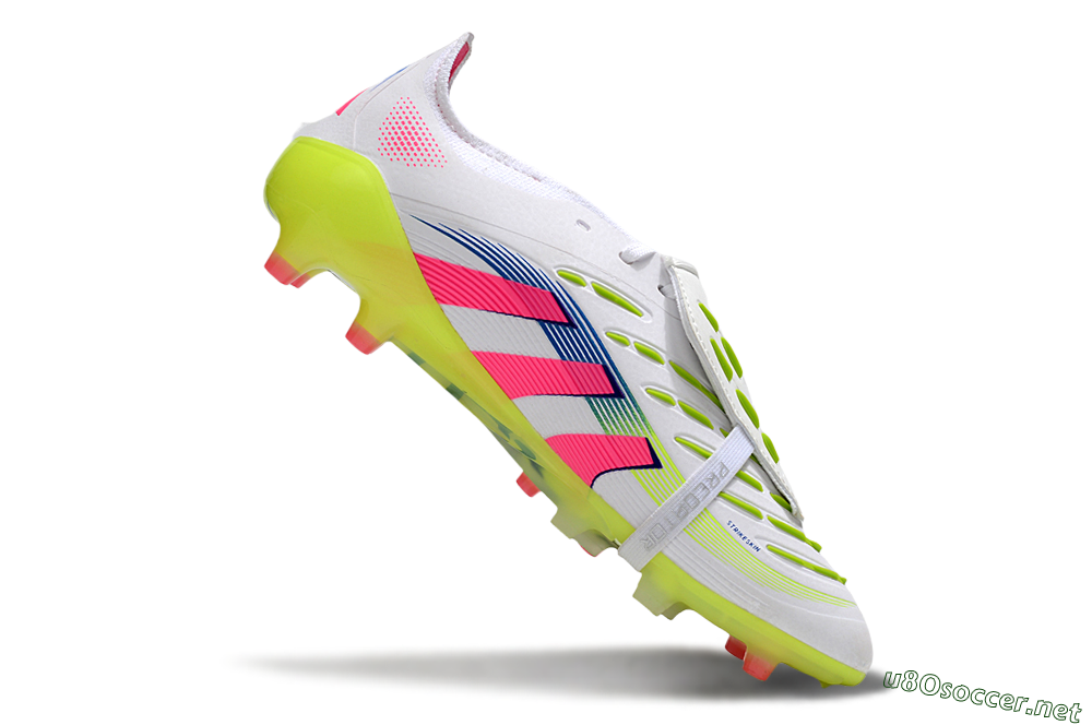 Men's Adidas Predator 25 Elite Foldover Tongue FG Football Boots - White/Pink/Yellow 4
