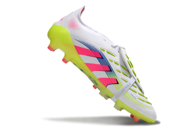 Men's Adidas Predator 25 Elite Foldover Tongue FG Football Boots - White/Pink/Yellow