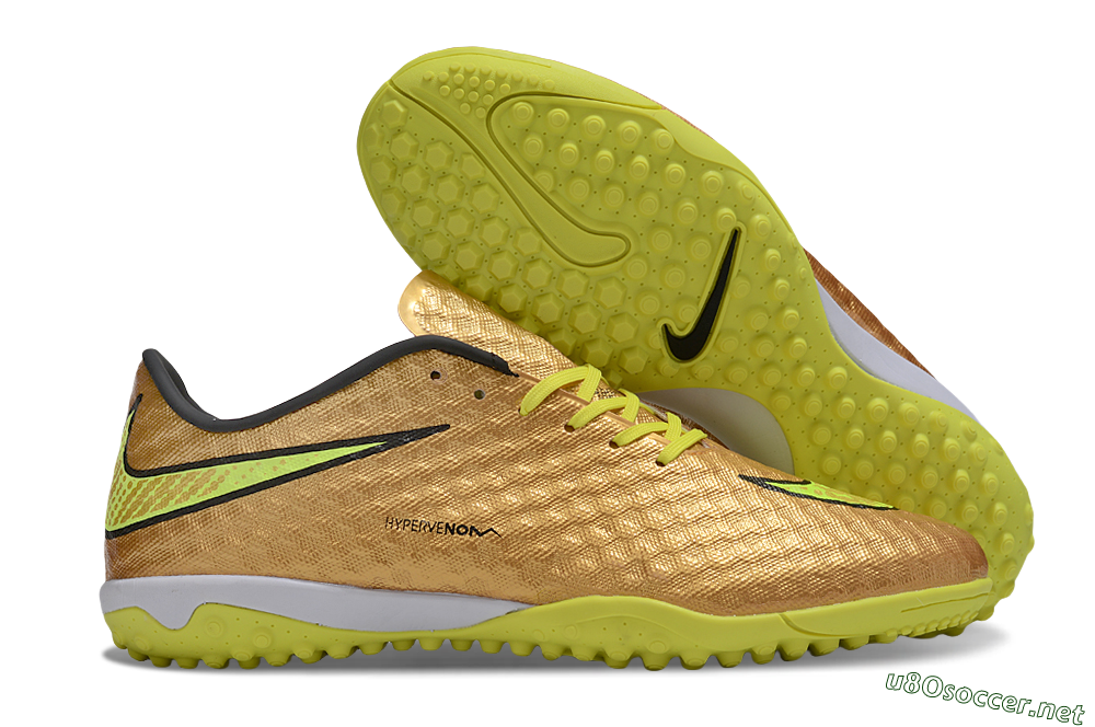 Men's Nike Hypervenom Phantom TF Football Shoes - Gold/Black/Yellow 2