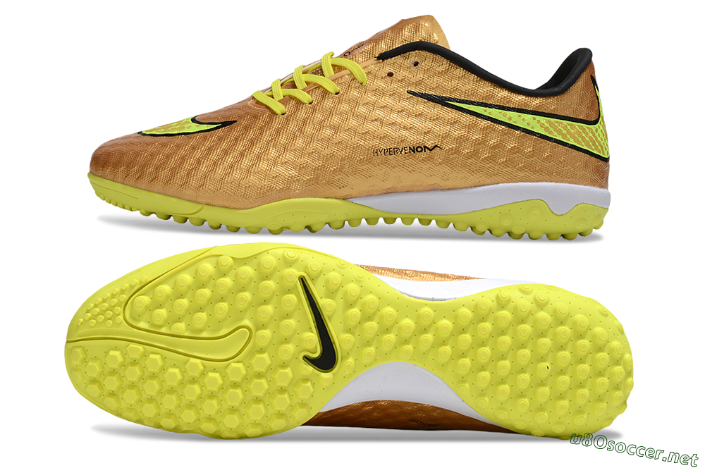 Men's Nike Hypervenom Phantom TF Football Shoes - Gold/Black/Yellow 1