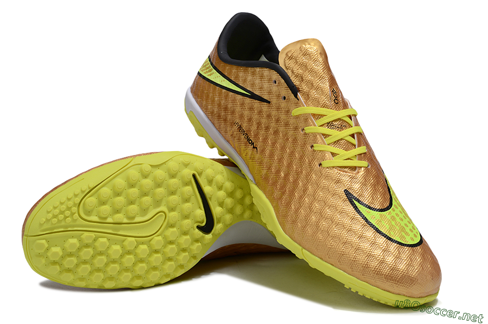 Men's Nike Hypervenom Phantom TF Football Shoes - Gold/Black/Yellow 3