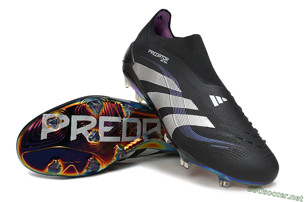 Unisex Adidas Predator 25 Elite Laceless FG Football Boots - Black/Silver/Blue 3