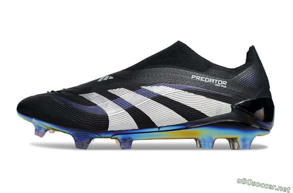 Unisex Adidas Predator 25 Elite Laceless FG Football Boots - Black/Silver/Blue 0