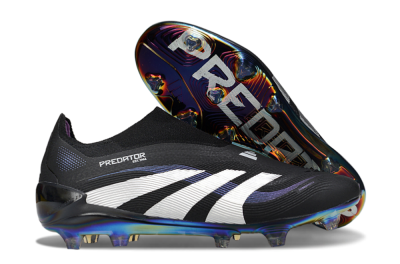 Unisex Adidas Predator 25 Elite Laceless FG Football Boots - Black/Silver/Blue