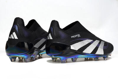 Unisex Adidas Predator 25 Elite Laceless FG Football Boots - Black/Silver/Blue