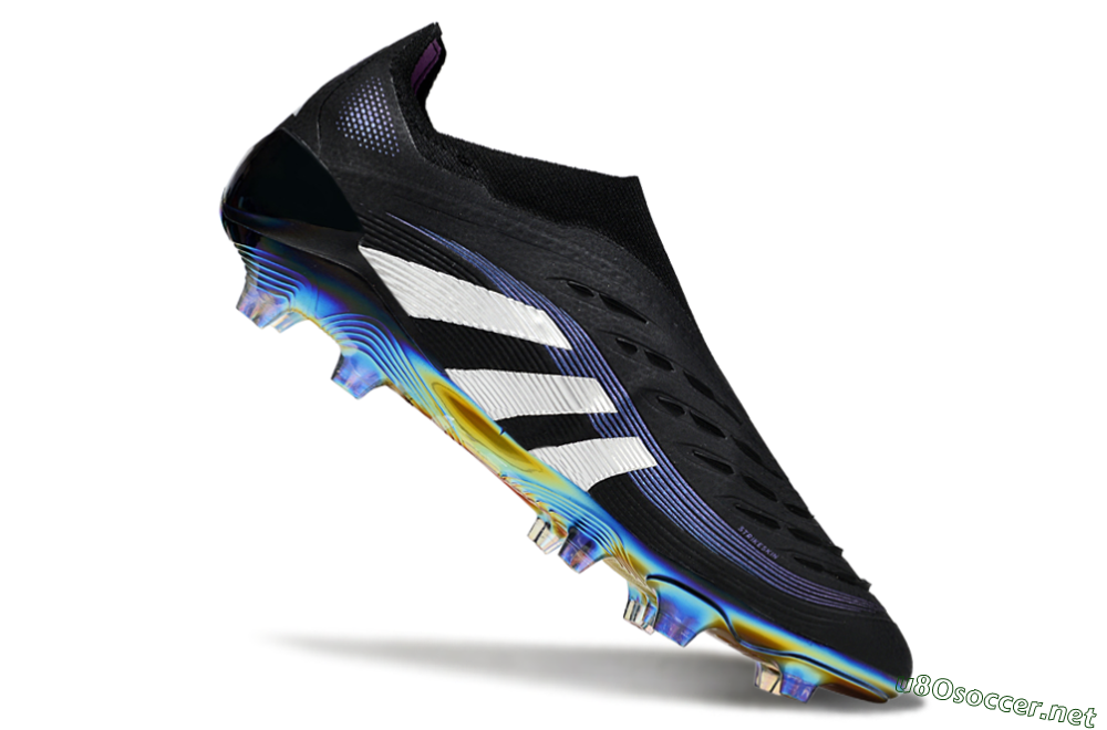 Unisex Adidas Predator 25 Elite Laceless FG Football Boots - Black/Silver/Blue 4