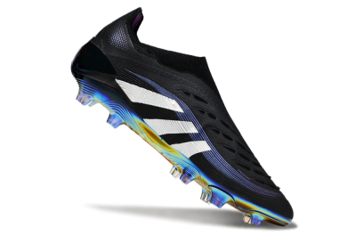 Unisex Adidas Predator 25 Elite Laceless FG Football Boots - Black/Silver/Blue