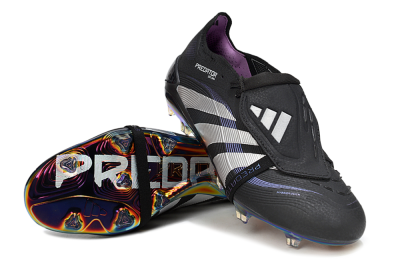 Unisex Adidas Predator 25 EliteFoldover Tongue FG Football Boots - Black/Silver/Blue
