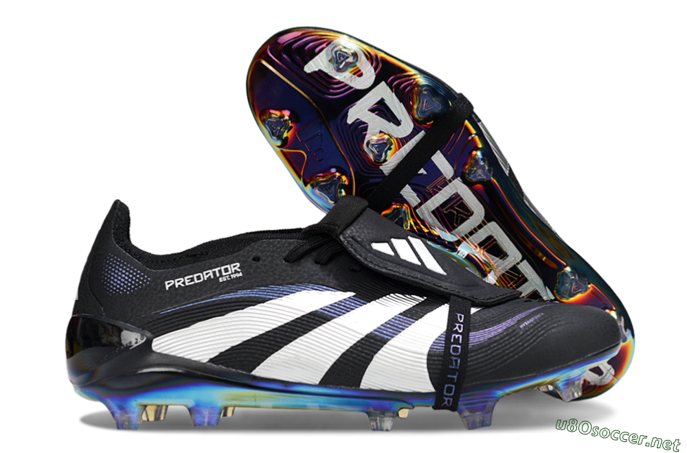 Unisex Adidas Predator 25 EliteFoldover Tongue FG Football Boots - Black/Silver/Blue 2
