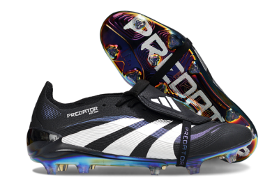 Unisex Adidas Predator 25 EliteFoldover Tongue FG Football Boots - Black/Silver/Blue