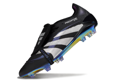 Unisex Adidas Predator 25 EliteFoldover Tongue FG Football Boots - Black/Silver/Blue