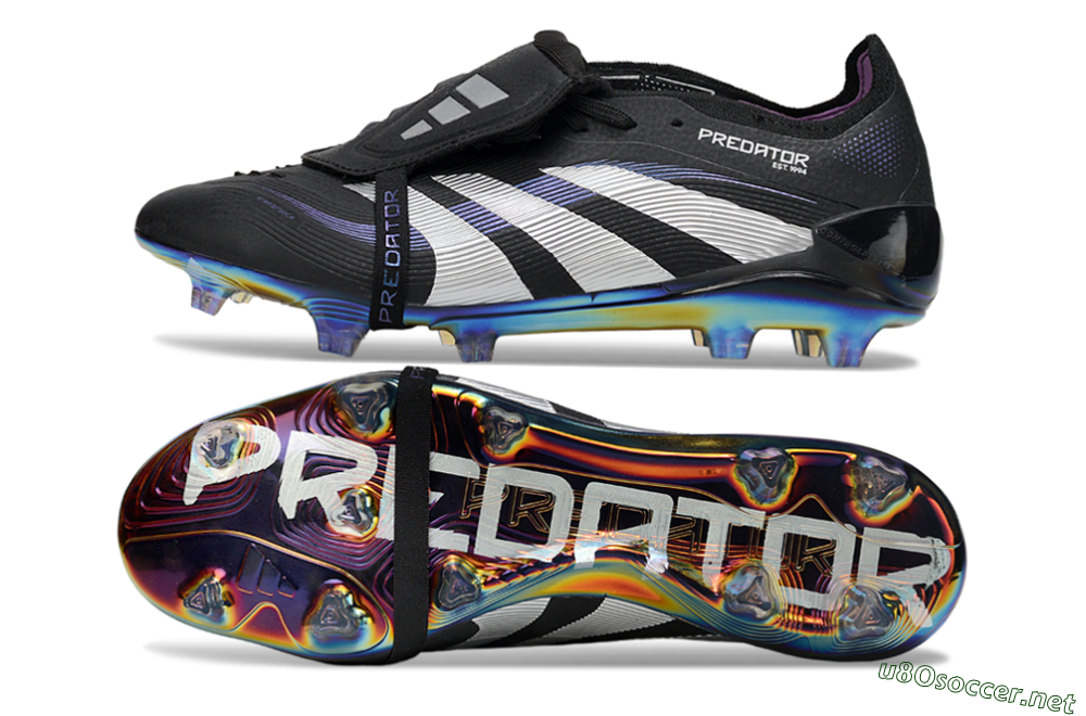 Unisex Adidas Predator 25 EliteFoldover Tongue FG Football Boots - Black/Silver/Blue 1