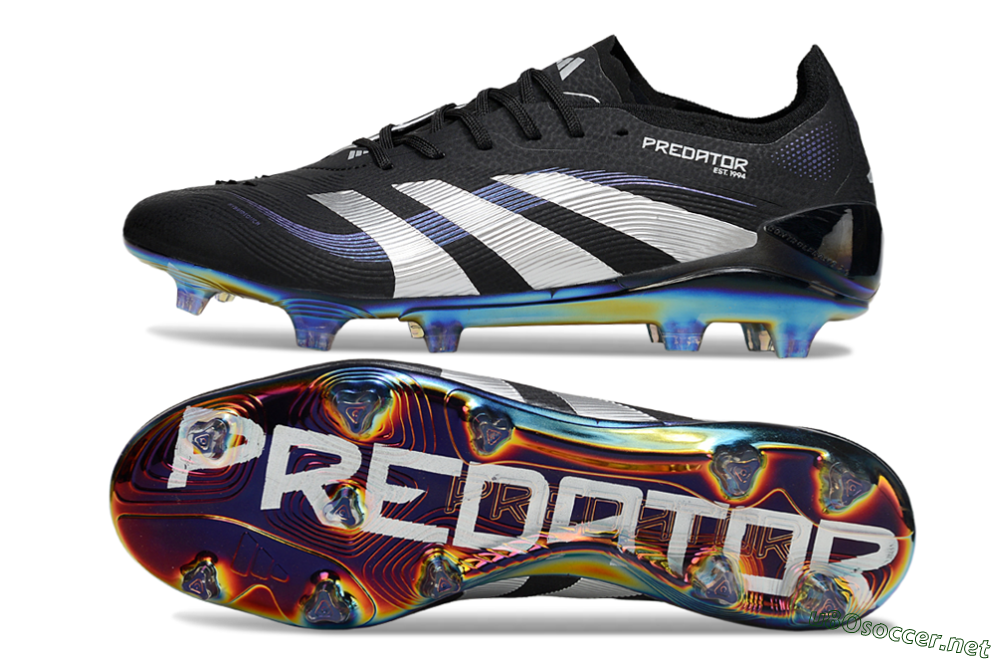 Unisex Adidas Predator 25 Elite FG Football Boots - Black/Silver/Blue 1