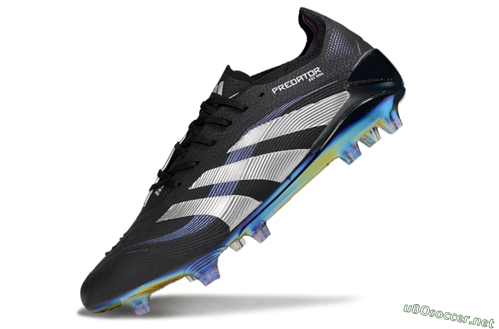 Unisex Adidas Predator 25 Elite FG Football Boots - Black/Silver/Blue 5