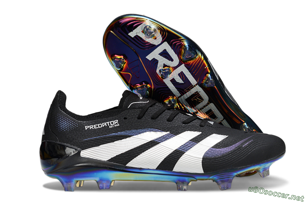 Unisex Adidas Predator 25 Elite FG Football Boots - Black/Silver/Blue 2