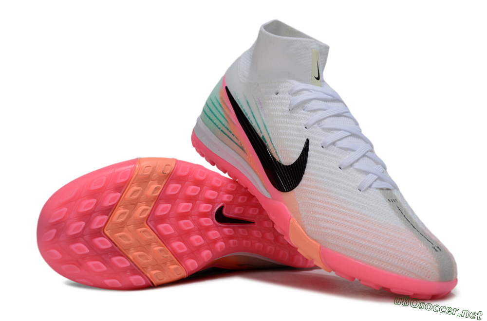 Unisex Nike Air Zoom Mercurial Superfly 10 Elite TF Football Shoes - White/Pink/Black 1