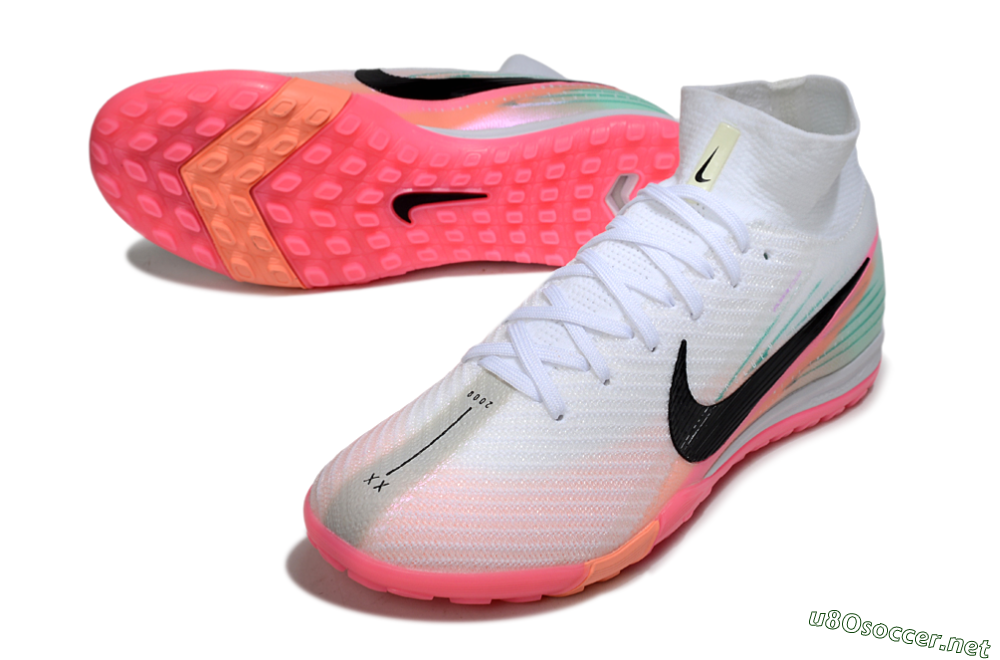Unisex Nike Air Zoom Mercurial Superfly 10 Elite TF Football Shoes - White/Pink/Black 3