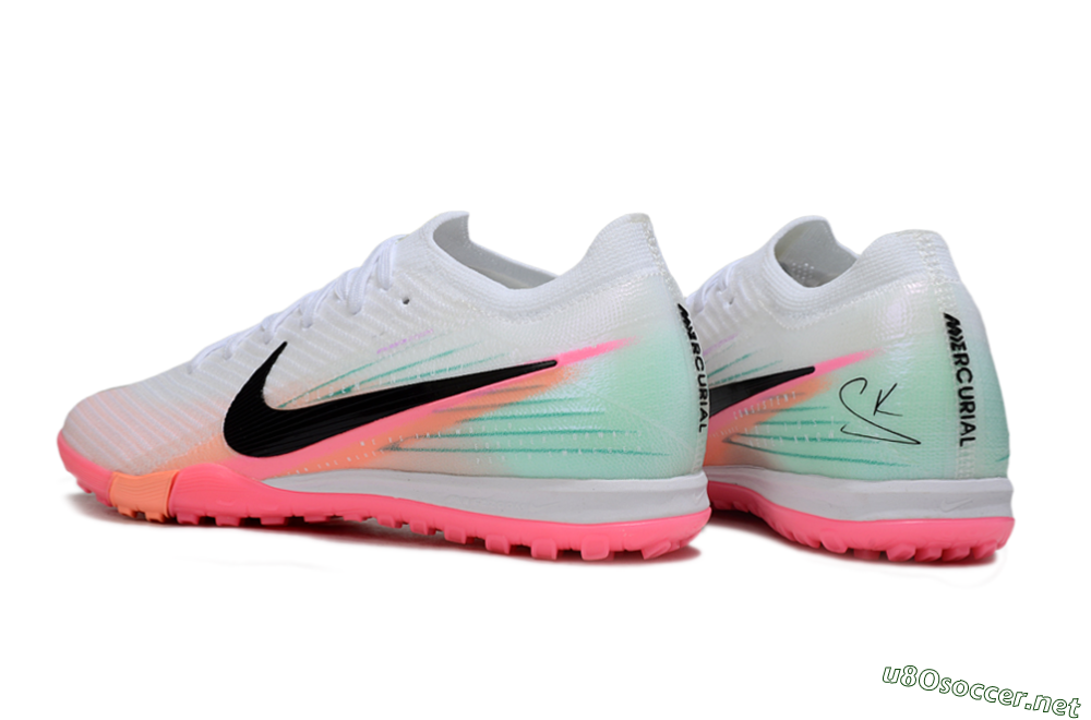 Unisex Nike Air Zoom Mercurial Vapor 16 Elite TF Football Shoes - White/Black/Pink 4