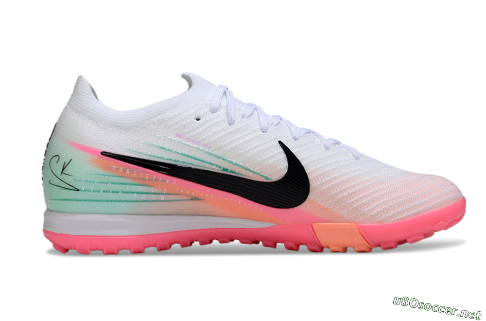 Unisex Nike Air Zoom Mercurial Vapor 16 Elite TF Football Shoes - White/Black/Pink 5