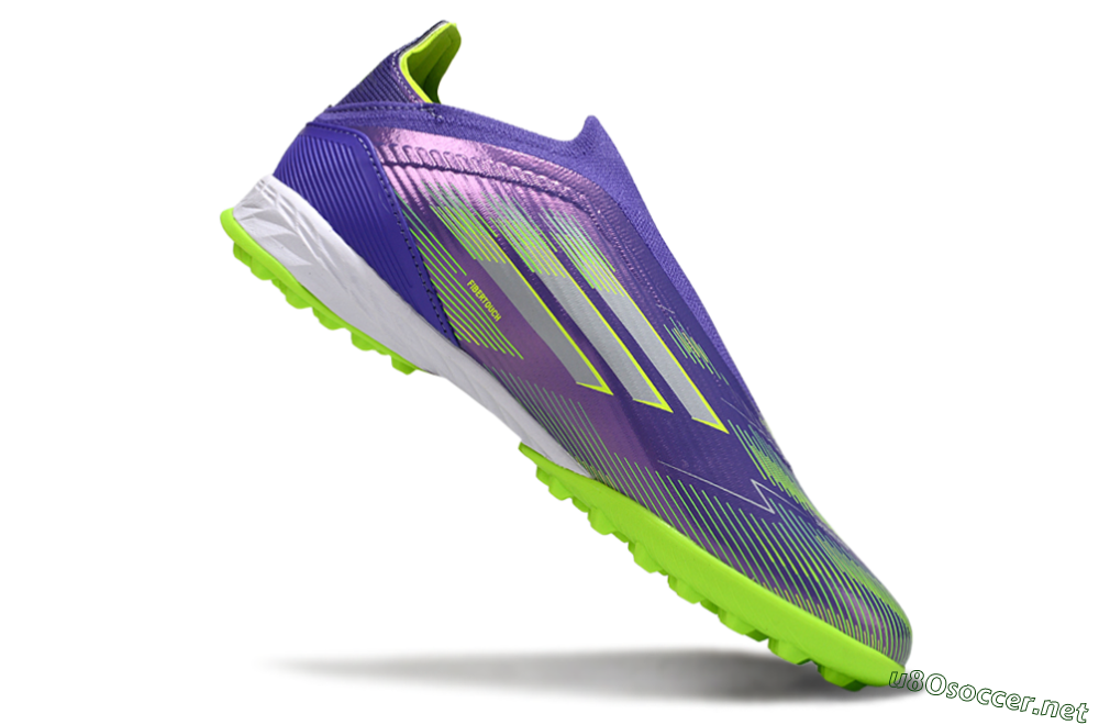 Unisex Adidas F50 Elite Laceless TF Football Shoes - Purple/Yellow/Silver 5