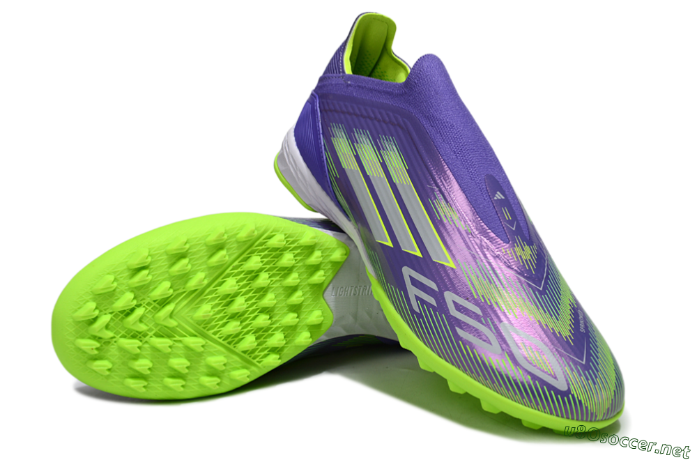Unisex Adidas F50 Elite Laceless TF Football Shoes - Purple/Yellow/Silver 4