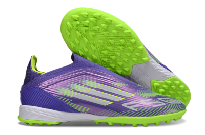 Unisex Adidas F50 Elite Laceless TF Football Shoes - Purple/Yellow/Silver
