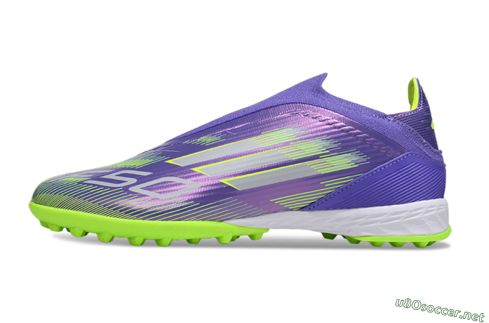 Unisex Adidas F50 Elite Laceless TF Football Shoes - Purple/Yellow/Silver 0