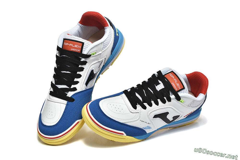 Men's Joma Top Flex IC Football Shoes - White/Black/Blue 6