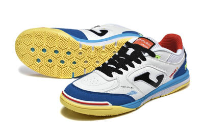 Men's Joma Top Flex IC Football Shoes - White/Black/Blue