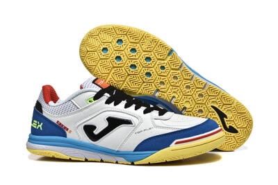 Men's Joma Top Flex IC Football Shoes - White/Black/Blue