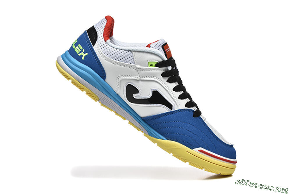 Men's Joma Top Flex IC Football Shoes - White/Black/Blue 7