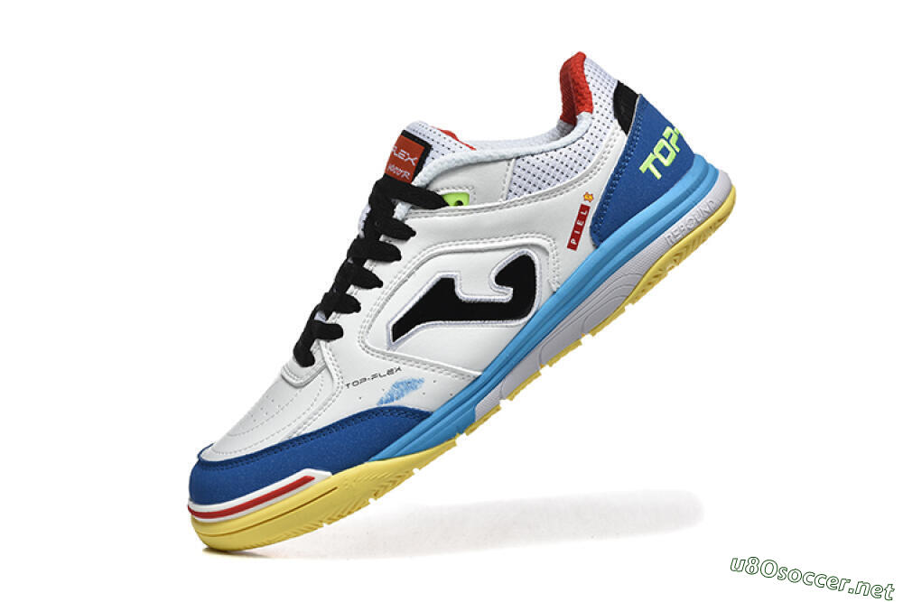 Men's Joma Top Flex IC Football Shoes - White/Black/Blue 8