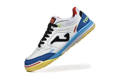 Men's Joma Top Flex IC Football Shoes - White/Black/Blue