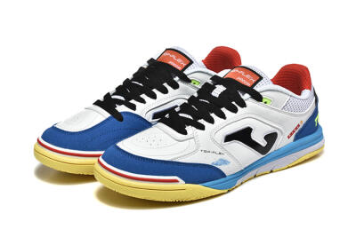 Men's Joma Top Flex IC Football Shoes - White/Black/Blue