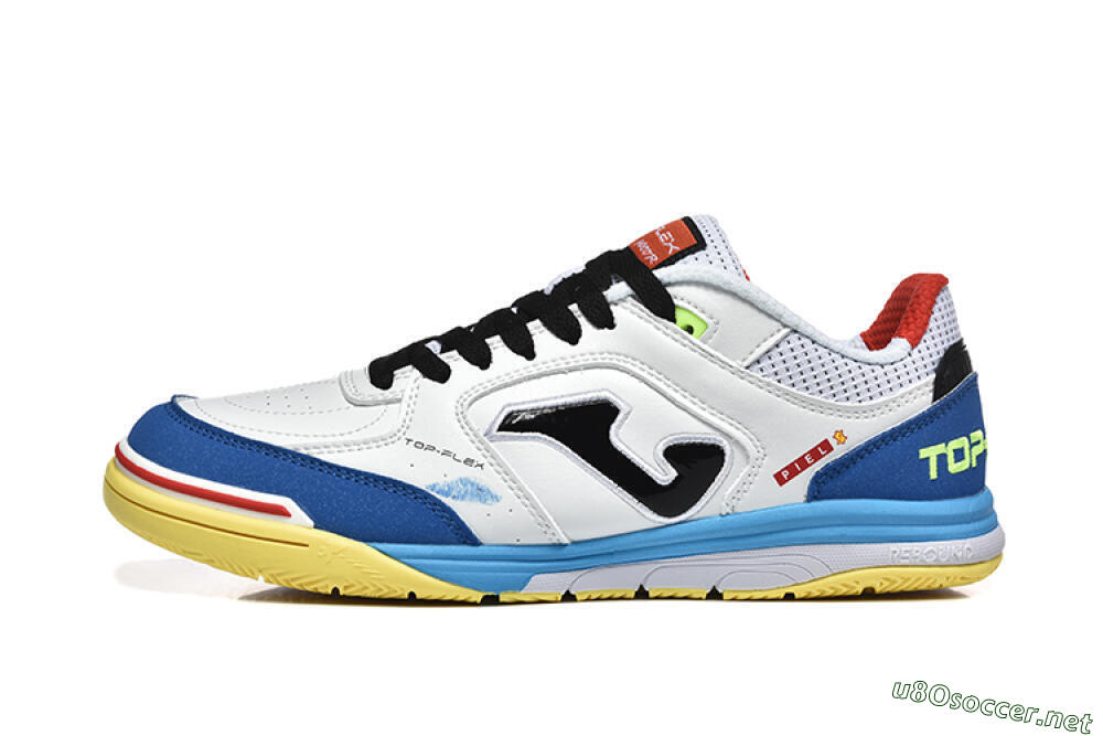Men's Joma Top Flex IC Football Shoes - White/Black/Blue 0