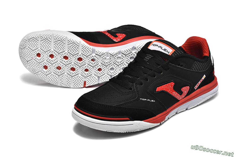 Men's Joma Top Flex IC Football Shoes - Black/Red/White 3