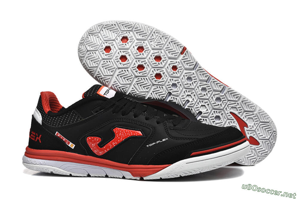 Men's Joma Top Flex IC Football Shoes - Black/Red/White 2