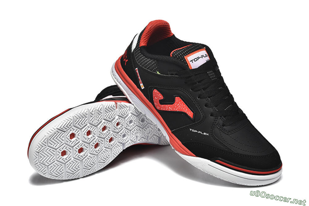 Men's Joma Top Flex IC Football Shoes - Black/Red/White 4