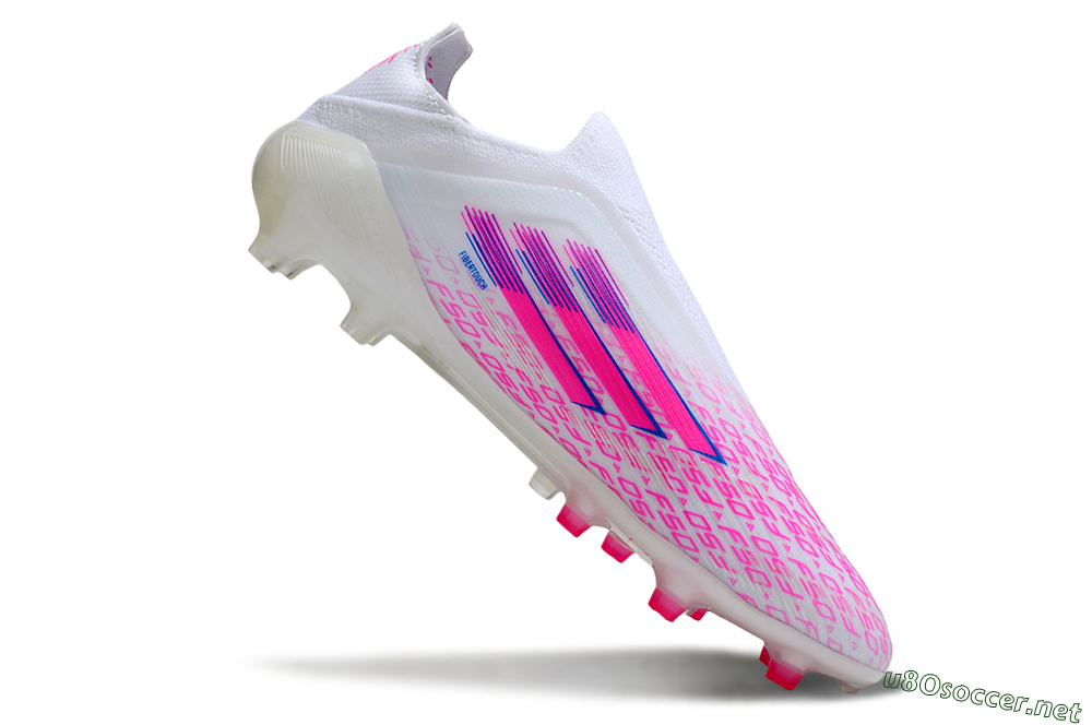 Men's Adidas F50 Elite Laceless FG Football Boots - White/Pink/Blue 4