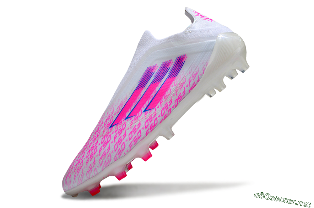 Men's Adidas F50 Elite Laceless FG Football Boots - White/Pink/Blue 5