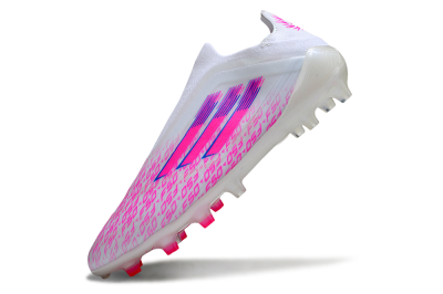 Men's Adidas F50 Elite Laceless FG Football Boots - White/Pink/Blue