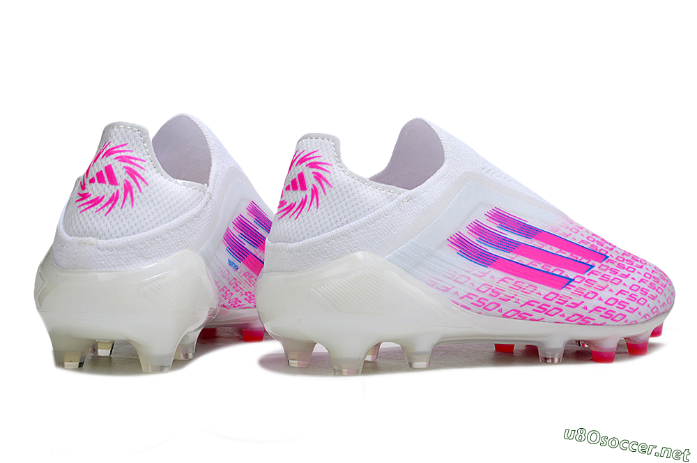 Men's Adidas F50 Elite Laceless FG Football Boots - White/Pink/Blue 6