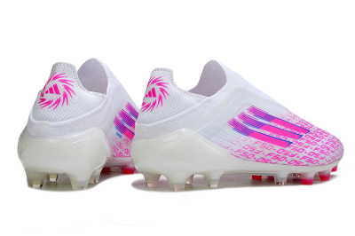 Men's Adidas F50 Elite Laceless FG Football Boots - White/Pink/Blue