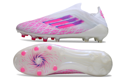 Men's Adidas F50 Elite Laceless FG Football Boots - White/Pink/Blue